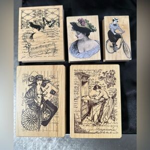 Vintage/Victorian Style Mixed Media Art Stamps Set - 5 Piece